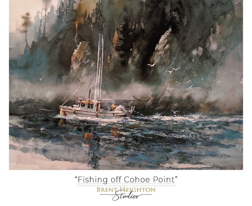 Fishing off Cohoe Point (25.375" x 18.375")