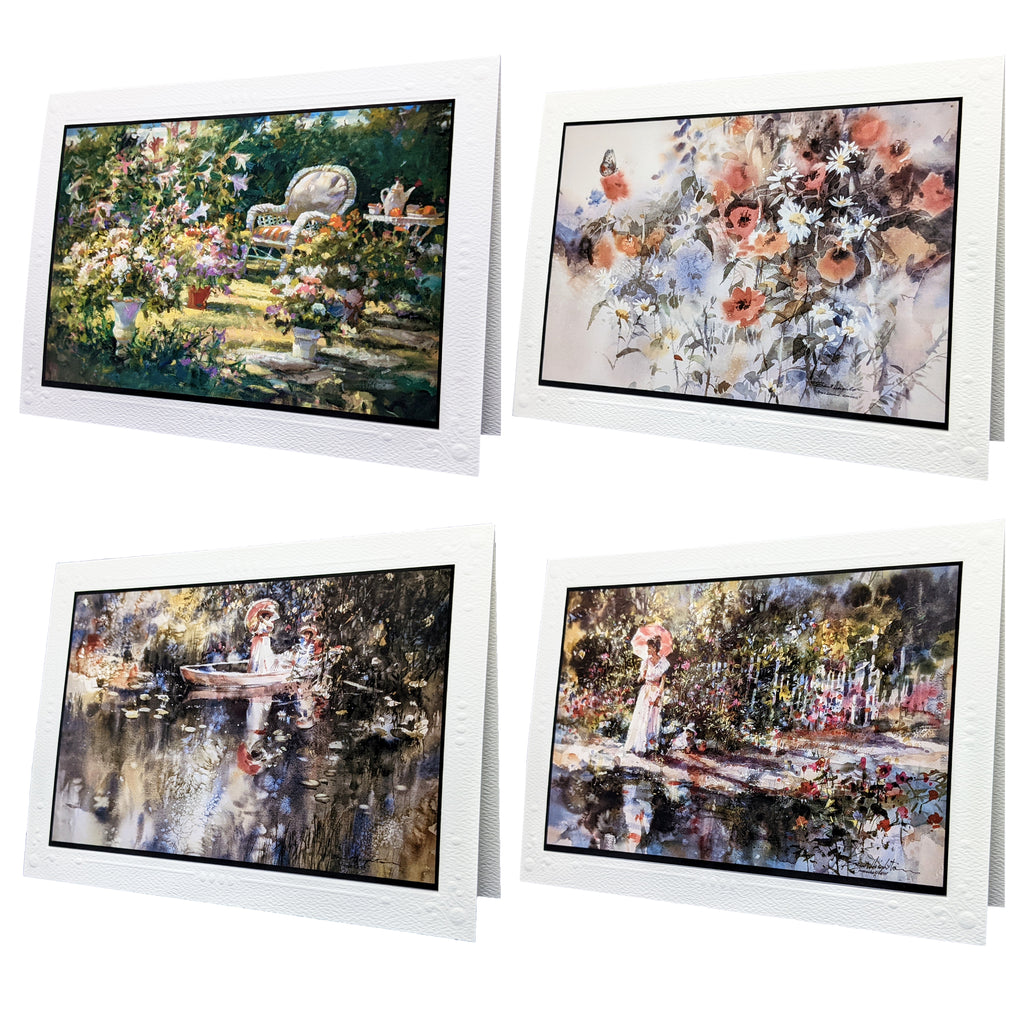 Brent Heighton Studios Deluxe Greeting Cards 5”x7”, Blank Inside, Perfect for All Occasions, 4 Cards with Envelopes (Set D)